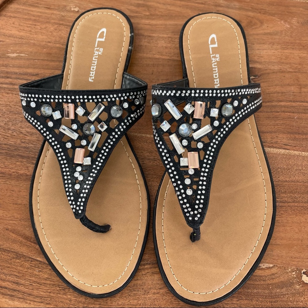 CL Laundry Beaded Sandals black silver, size 8.5 - Picture 5 of 7